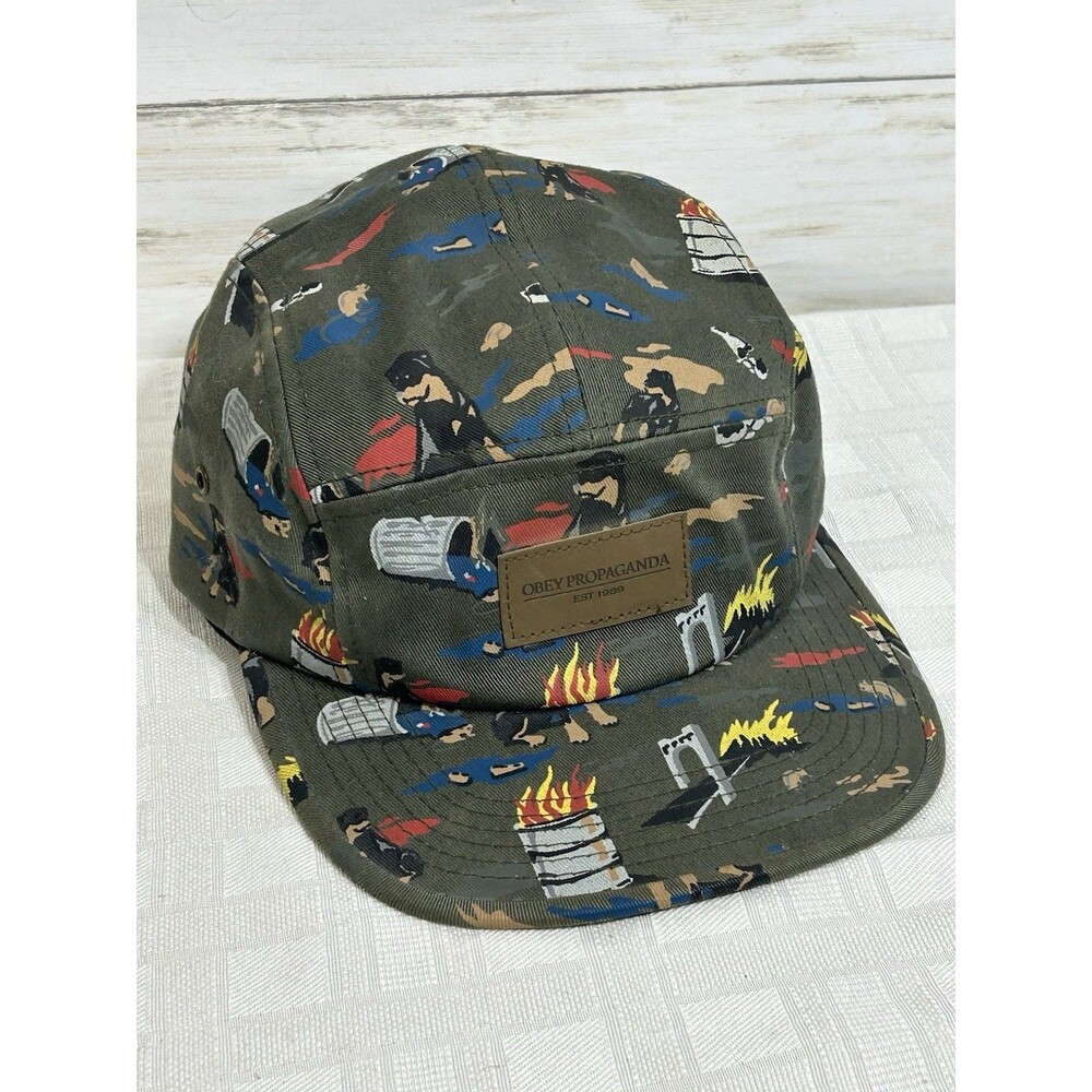 Obey Propaganda Streetwear Hat Adjustable Allover Print ROTTWEILER Dog Trash Can